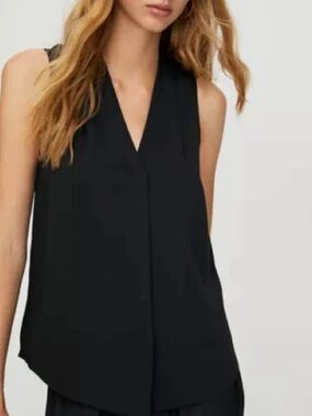 Babaton Black Sleeveless V-Neck Power Blouse